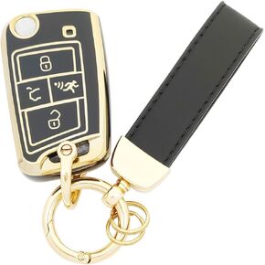 360 Degree Soft TPU Protector Key Fob Cover Case Compatible with 2017-2021 VW Volkswagen Jetta Tiguan GTI Atlas Passat Golf Folding Flip Keyless Entry Key Fob (Black)