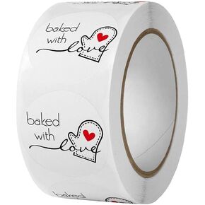 500Pcs/Roll White Baked with Love Adhesive Stickers Round Baking Stickers Bakery Bags Label Stickers Candle Packaging Sticker Labels,Labels and Stickers,Labels, Indexes and Stamps