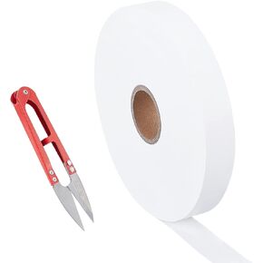 FINGERINSPIRE 656 Feet White Clothes Name Labels Tags 20mm Blank Sewing Cloth Labels with Stainless-Steel Scissor Personalized Polyester Clothing Labels Washable Name Tapes for School College Uniform