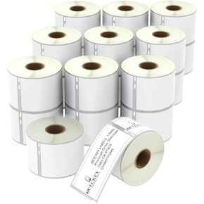 BETCKEY - Compatible DYMO 30323 (2-1/8" x 4") Shipping/Name Badge Labels, Strong Adhesive & Perforated, Compatible with DYMO Labelwriter 450, 4XL, Rollo & Zebra Desktop Printers [20 Rolls/4800 Labels]