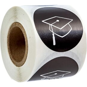 Graduation Stickers / 250 Graduate Labels / 1.5" Black and White High School College Class of 2024 Grad Cap Envelope Seals/Made in The USA