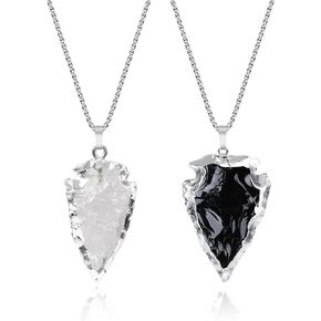 COAI Arrowhead Raw Stone Pendant Necklaces for Couples