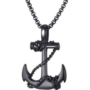 Anchor Necklace for Men Stainless Steel Navy Anchor Pendant with 24 Inch Chain