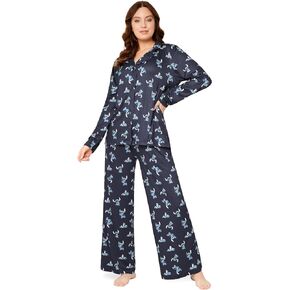 Disney Stitch Womens Pyjamas Set Nightwear Button Front Long PJs Lounge Set S-XL Women Teenagers Stitch Gifts in Kuwait
