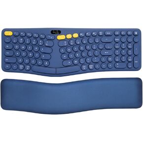 لوحة مفاتيح كمبيوتر لاسلكية مريحة بتقنية البلوتوث 2.4G مع مسند معصم مبطن، لوحة مفاتيح منفصلة مريحة للآلة الكاتبة، 104 مفاتيح مدمجة ولوحة مفاتيح مستديرة لطيفة لأنظمة Mac/Windows in Kuwait