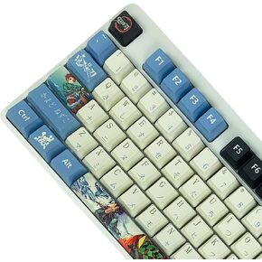 Japanese Anime Demon Slayer Keycaps 108 PBT Dye Sublimation OEM Profile for Cherry Mx Gateron Kailh Switch Mechanical Keyboard Colorful (Only keycaps)