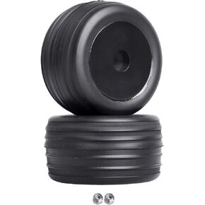PreGlued 1/18 Buggy Tires 2PCS Front Tires 8mm Hex Wheels for Wltoys Losi Mini-T 2.0 HPI HSP 1/18 RC Off-Road Car (Black Rims)