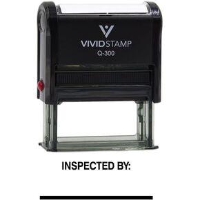 Vivid Stamp Inspected by____ Business Self-Inking Rubber Stamps (Black Ink) - Q-300