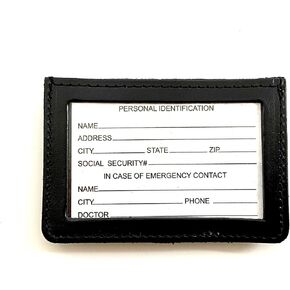 Perfect Fit Shield Wallets ID Badge Holder with 1 Clear ID Window, Leather Belt Clip Badge Holders for ID Credential Pass for Police, Business, Worker, Student (Black) (Horizontal)