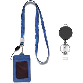 AMUU Black Nylon Neck Lanyard with PU Leather Vertical ID Badge Holder and Retractable Badge Reel,Lanyard,for Keys Kids Women Men,Cruise,1 Pack