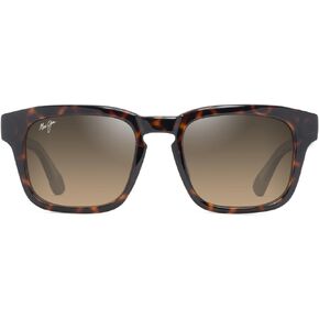 Maui Jim Maluhia Square Sunglasses, Shiny Dark Havana W/Trans Yllw/Hcl Bronze Polarized, Medium