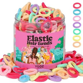 YGDZ Cotton Mini Hair Ties and Ponytail Holders Set for Toddlers and Kids: 300PCS Seamless Elastic Multicolor Bands, Hair Accessories for Little Girls