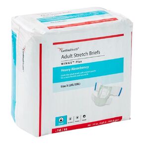 Cardinal Health™ WINGS™ Plus Adult Stretch Briefs, Heavy Absorbency, Green, Size 3, 2XL/3XL, Case of 64