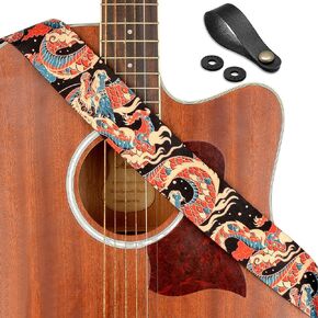Rinastore Guitar Strap, Soft Shoulder Strap for Acoustic, Electric and Bass Guitars