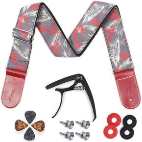 Guitar Strap,Acoustic Guitar Strap,Electric Guitar Strap with Leather End Straps