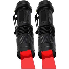 Red Light Flashlight, Single Mode Mini LED Flashlight for Astronomy, Aviation, Outdoor Activities, Night Observation, 2 Pack
