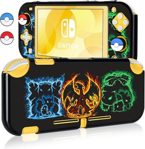 DLseego Cartoon Monster Switch Lite حافظة واقية رائعة ناعمة من البولي يوريثان الحراري غطاء مقاوم للصدمات ومقاوم للخدش Joy Con الجلد الأميني الياباني مع قطعتين من أغطية مقابض الإبهام ذات الكرات الزرقاء والحمراء للتبديل 2019 in Kuwait