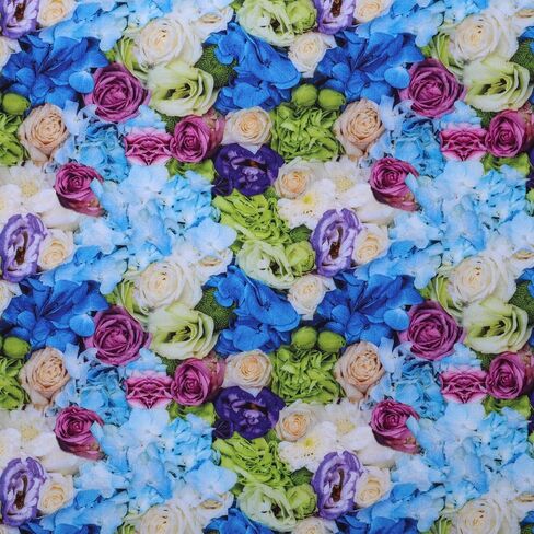 Mook Fabrics Cotton Floral, Blue Cut by The Yard in Saudi Arabia
