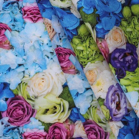 Mook Fabrics Cotton Floral, Blue Cut by The Yard in Saudi Arabia