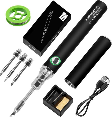 Cordless Soldering Iron Kit, USB Portable Wireless Soldering Iron, 3 Temperature Adjustment Rechargeable Soldering Iron for Home Appliance Repair, Electronic Components, DIY in Saudi Arabia
