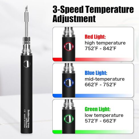 Cordless Soldering Iron Kit, USB Portable Wireless Soldering Iron, 3 Temperature Adjustment Rechargeable Soldering Iron for Home Appliance Repair, Electronic Components, DIY in Saudi Arabia