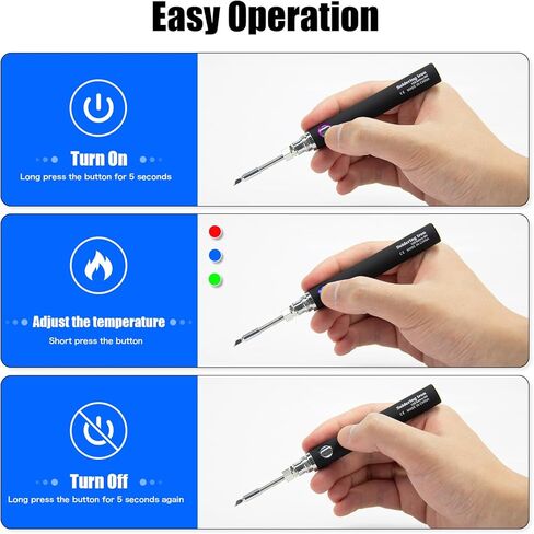 Cordless Soldering Iron Kit, USB Portable Wireless Soldering Iron, 3 Temperature Adjustment Rechargeable Soldering Iron for Home Appliance Repair, Electronic Components, DIY in Saudi Arabia