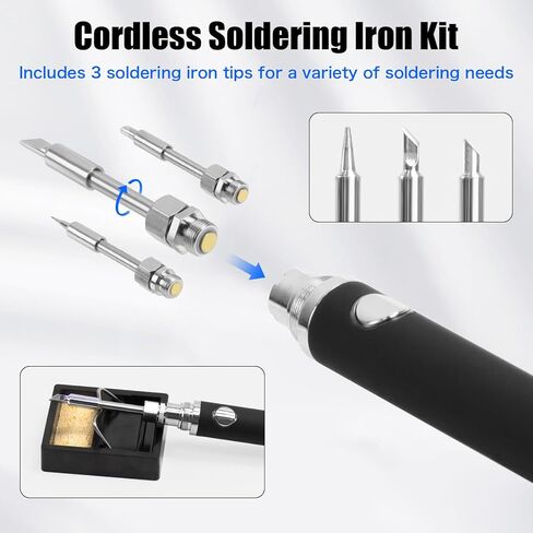 Cordless Soldering Iron Kit, USB Portable Wireless Soldering Iron, 3 Temperature Adjustment Rechargeable Soldering Iron for Home Appliance Repair, Electronic Components, DIY in Saudi Arabia