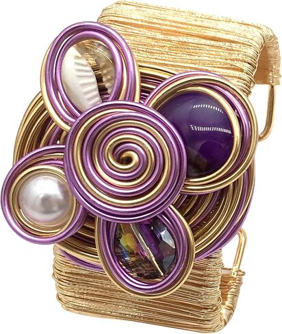 Chunky African Bracelets For Women Colorful Gold Wire Wide Sparkly Rhinestone Bangle Tribal Fashion Clothes Jewelry in Saudi Arabia