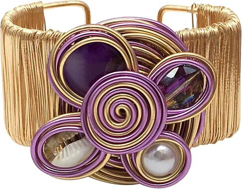 Chunky African Bracelets For Women Colorful Gold Wire Wide Sparkly Rhinestone Bangle Tribal Fashion Clothes Jewelry in Saudi Arabia
