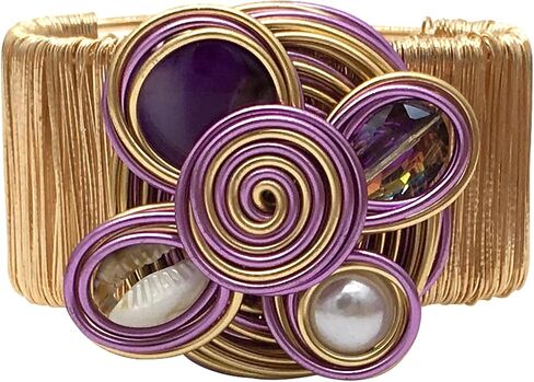 Chunky African Bracelets For Women Colorful Gold Wire Wide Sparkly Rhinestone Bangle Tribal Fashion Clothes Jewelry in Saudi Arabia