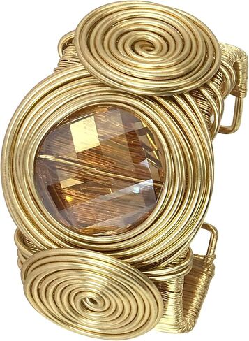 Chunky African Bracelets For Women Colorful Gold Wire Wide Sparkly Rhinestone Bangle Tribal Fashion Clothes Jewelry in Saudi Arabia