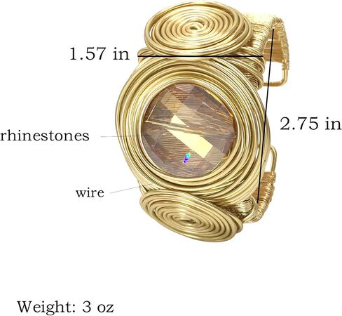Chunky African Bracelets For Women Colorful Gold Wire Wide Sparkly Rhinestone Bangle Tribal Fashion Clothes Jewelry in Saudi Arabia