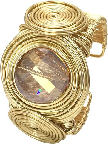 Chunky African Bracelets For Women Colorful Gold Wire Wide Sparkly Rhinestone Bangle Tribal Fashion Clothes Jewelry in Saudi Arabia