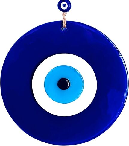 XXL 7.8" 20cm Blue Evil Eye Wall Hanging Decor. Indoor & Outdoor Glass Decor. Handmade Ojo Turco - Greek, Turkish Decor Brings Protection and Good Luck in Saudi Arabia