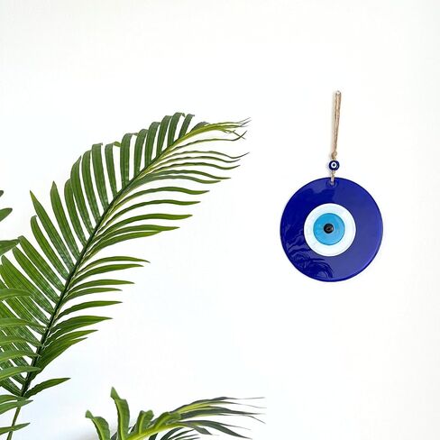 XXL 7.8" 20cm Blue Evil Eye Wall Hanging Decor. Indoor & Outdoor Glass Decor. Handmade Ojo Turco - Greek, Turkish Decor Brings Protection and Good Luck in Saudi Arabia