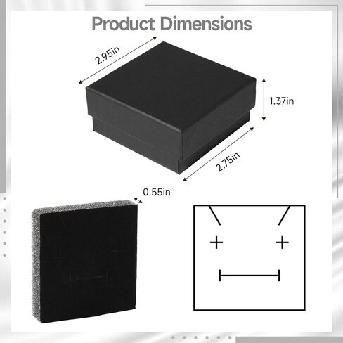 36 PCS Jewelry Gift Boxes, 2.95x2.95x1.37 Inch Cardboard Jewelry Boxes, Small Necklace Ring Earring Kraft Box with Foam Liner & Slots, Square, Black in Saudi Arabia