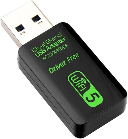 محول USB AC1300Mbps مجاني للكمبيوتر المكتبي والكمبيوتر المحمول 1300Mbps ثنائي النطاق 2.4/5 جيجا هرتز محول USB لاسلكي سائق مجاني لنظام التشغيل Windows 11/10/8/7، أسود in Kuwait