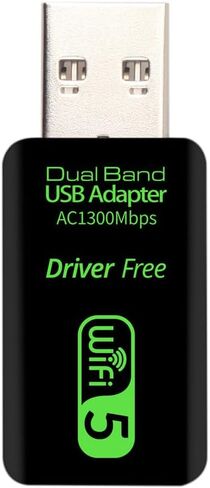 محول USB AC1300Mbps مجاني للكمبيوتر المكتبي والكمبيوتر المحمول 1300Mbps ثنائي النطاق 2.4/5 جيجا هرتز محول USB لاسلكي سائق مجاني لنظام التشغيل Windows 11/10/8/7، أسود in Kuwait