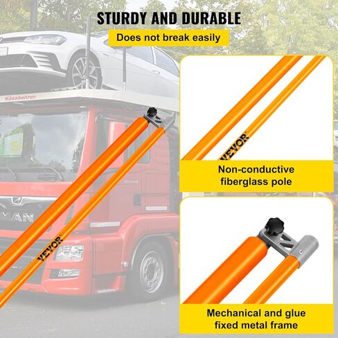 VEVOR Load Height Measuring Stick, 15' Sturdy Fiberglass Truck Height Stick with Adjustable Pole, Non-conductive Truck Height Measuring Stick with Carrying Bag, Height Stick for Trucks, Car Haulers in Saudi Arabia