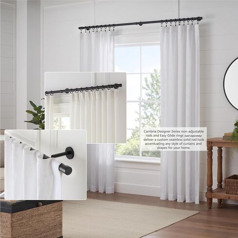 Cambria® Designer Series - Premium 10 foot Custom Curtain Rod - 1-1/8 inch Large Diameter - Non-Adjustable for a Seamless Look - Premium Designer Brackets and End Caps - Brushed Gold Finish in Saudi Arabia