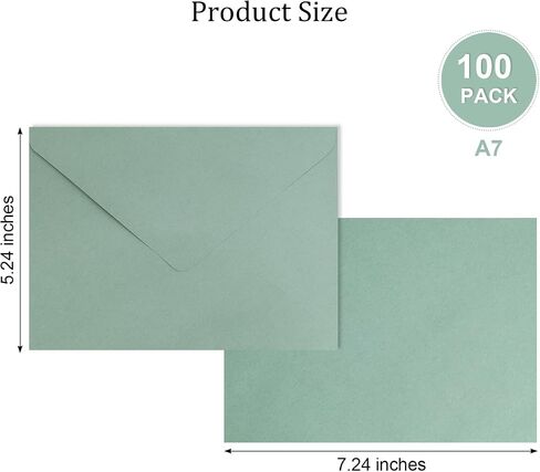 Fumwase 100 Pack Sage Green A7 Envelopes V Flag Invitation Envelopes 5.24 x 7.24 Inches Fancy Envelopes for 5x7 Cards Wedding Invitations Graduation Baby Shower Birthday Greeting Cards Postcard in Saudi Arabia