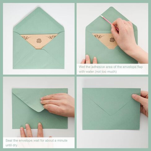 Fumwase 100 Pack Sage Green A7 Envelopes V Flag Invitation Envelopes 5.24 x 7.24 Inches Fancy Envelopes for 5x7 Cards Wedding Invitations Graduation Baby Shower Birthday Greeting Cards Postcard in Saudi Arabia