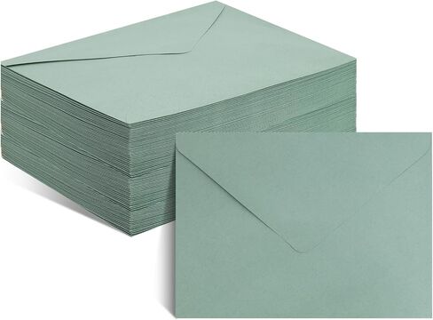 Fumwase 100 Pack Sage Green A7 Envelopes V Flag Invitation Envelopes 5.24 x 7.24 Inches Fancy Envelopes for 5x7 Cards Wedding Invitations Graduation Baby Shower Birthday Greeting Cards Postcard in Saudi Arabia