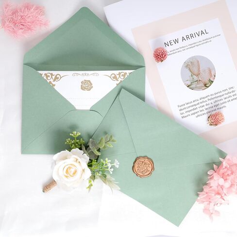 Fumwase 100 Pack Sage Green A7 Envelopes V Flag Invitation Envelopes 5.24 x 7.24 Inches Fancy Envelopes for 5x7 Cards Wedding Invitations Graduation Baby Shower Birthday Greeting Cards Postcard in Saudi Arabia