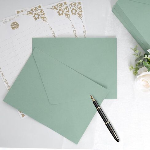 Fumwase 100 Pack Sage Green A7 Envelopes V Flag Invitation Envelopes 5.24 x 7.24 Inches Fancy Envelopes for 5x7 Cards Wedding Invitations Graduation Baby Shower Birthday Greeting Cards Postcard in Saudi Arabia