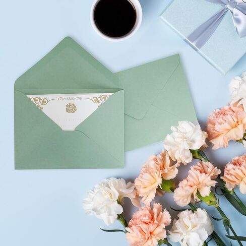 Fumwase 100 Pack Sage Green A7 Envelopes V Flag Invitation Envelopes 5.24 x 7.24 Inches Fancy Envelopes for 5x7 Cards Wedding Invitations Graduation Baby Shower Birthday Greeting Cards Postcard in Saudi Arabia