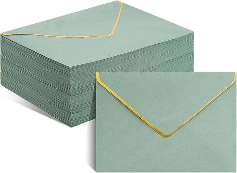 Fumwase 100 Pack Sage Green A7 Envelopes V Flag Invitation Envelopes 5.24 x 7.24 Inches Fancy Envelopes for 5x7 Cards Wedding Invitations Graduation Baby Shower Birthday Greeting Cards Postcard in Saudi Arabia