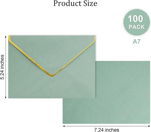 Fumwase 100 Pack Sage Green A7 Envelopes V Flag Invitation Envelopes 5.24 x 7.24 Inches Fancy Envelopes for 5x7 Cards Wedding Invitations Graduation Baby Shower Birthday Greeting Cards Postcard in Saudi Arabia