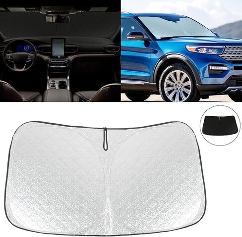 Thickest Foldable Windshield Sun Shade fit for Ford Explorer 2024 2023 2022 2021 2020, Front Window Sunshade Sun Visor Cover Blocks UV Rays Keep Your Car Cooler in Kuwait