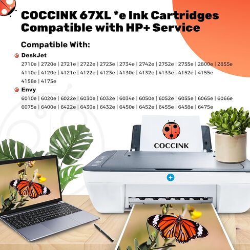 خرطوشة حبر COCCINK 67XL بديلة لـ HP Envy 6000 6458 6475 DeskJet 2700 2755e 2855e 4155e 6455e 6055e 6452e 4152e 4120e لطابعة HP 67 XL HP67 HP67XL عالية الإنتاجية (1 ثلاثية الألوان) in Kuwait